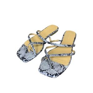 Banana Republic Factory Barely There Sandals in Cool Snake Print Square Toe  7.5